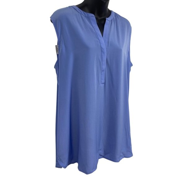 Chicos Womens Top Blouse Size 3 Large Sleeveless Blue V-Neck Casual NWT New - Picture 3 of 9